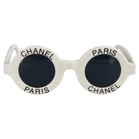 vintage chanel chanel paris logo round white sunglasses|Chanel sunglasses online shop.